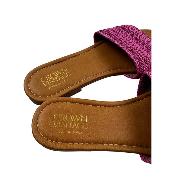 Crown Vintage Avera Pink Woven Slip On Sandals Vacation Chic Women's Size 8 W - Picture 4 of 9